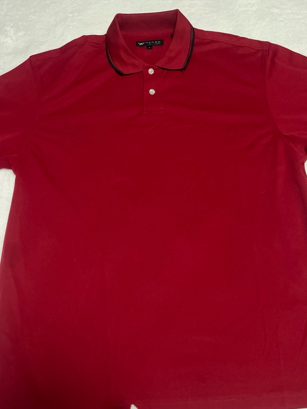 Winged Logo Men's Red Polo with Contrast-Trim Collar